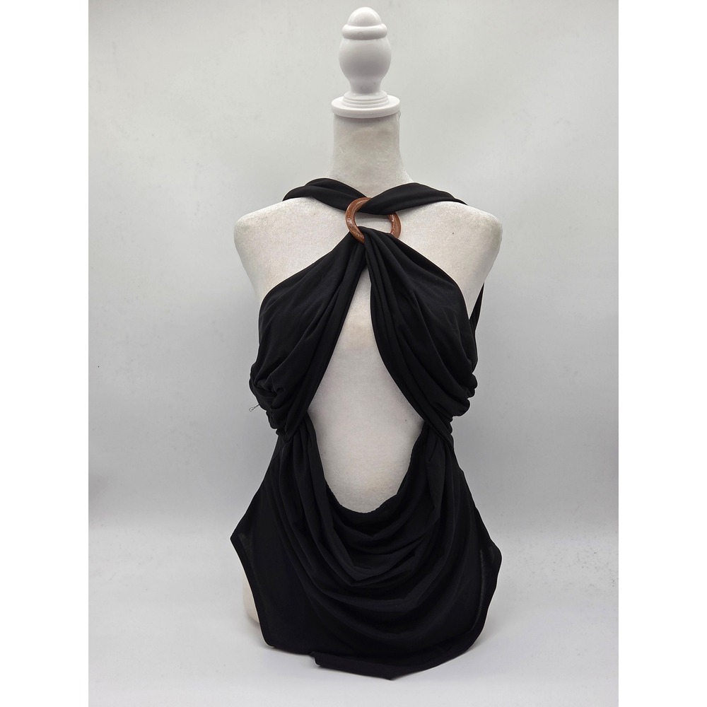 Fashion Nova Black Cutout O-Ring Bodysuit 2X 101-806